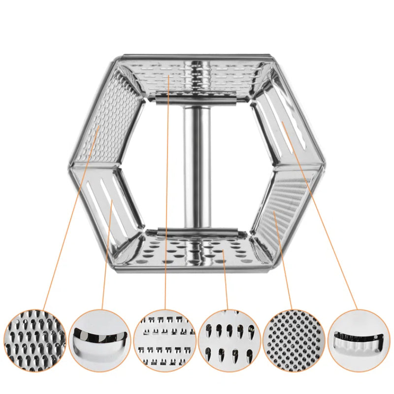 Eco-Friendly Multi-Purpose 6-Sided Stainless Steel Grater