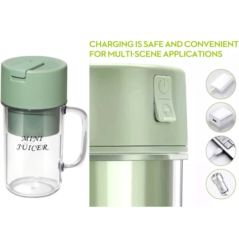 2 In 1 mini portable usb rechargeable high quality 6 blades crusher juicer