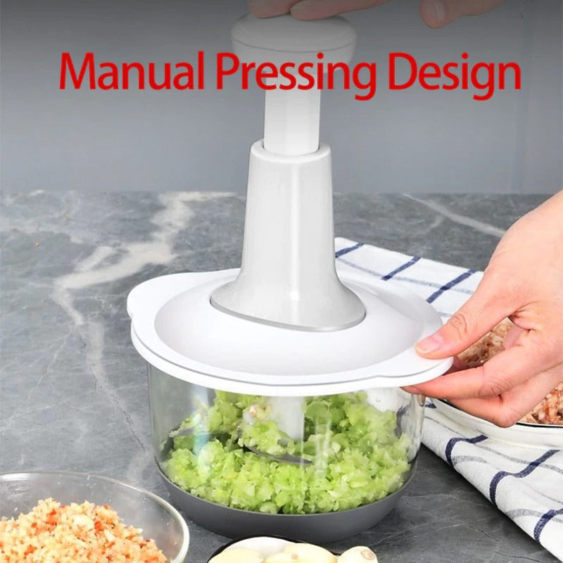 Four Blade Hand Pressure Vegetable Grinder Manual Kitchen Chopper Garlic Masher