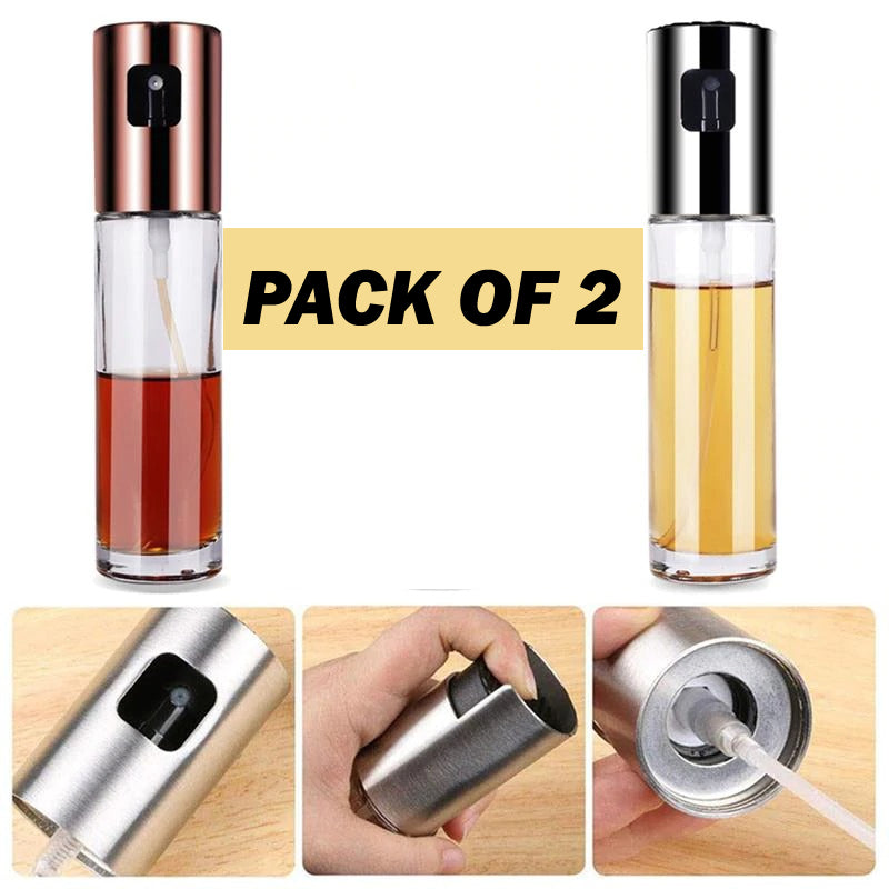 : Set of 2 pcs Kitchen Baking Oil Cook Spray Bottles - Vinegar Dispenser Cooking Tools with Oil Sprayer