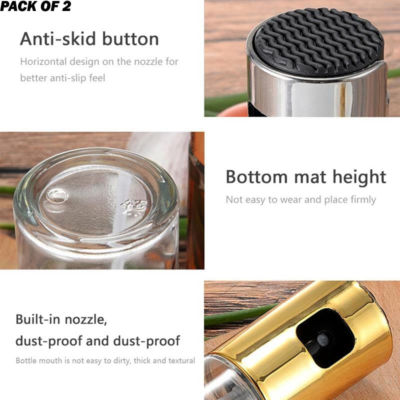 : Set of 2 pcs Kitchen Baking Oil Cook Spray Bottles - Vinegar Dispenser Cooking Tools with Oil Sprayer