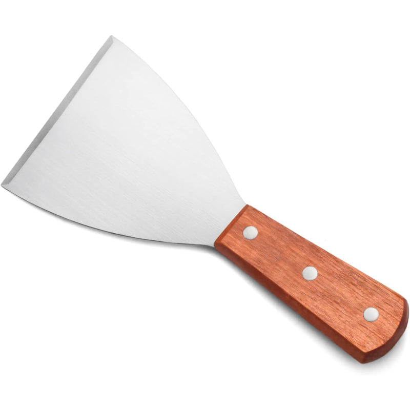 Multi-Purpose Wooden Handle Stainless-Steel Slant Edges Scraper