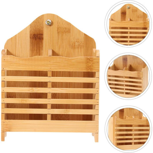 :  Kitchen Wooden Mini Spoon Holder And Bamboo Chopstick Basket