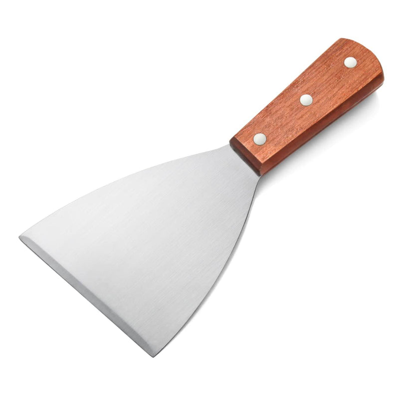 Multi-Purpose Wooden Handle Stainless-Steel Slant Edges Scraper